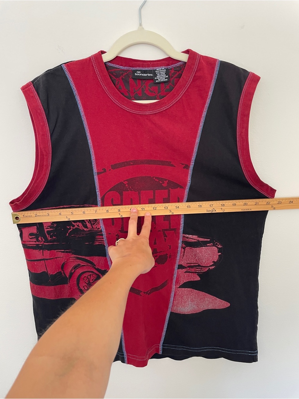 Vintage Y2K Men’s Racing Tank Top Race Car Graphic No Boundaries Muscle Ringer M - Picture 5 of 7